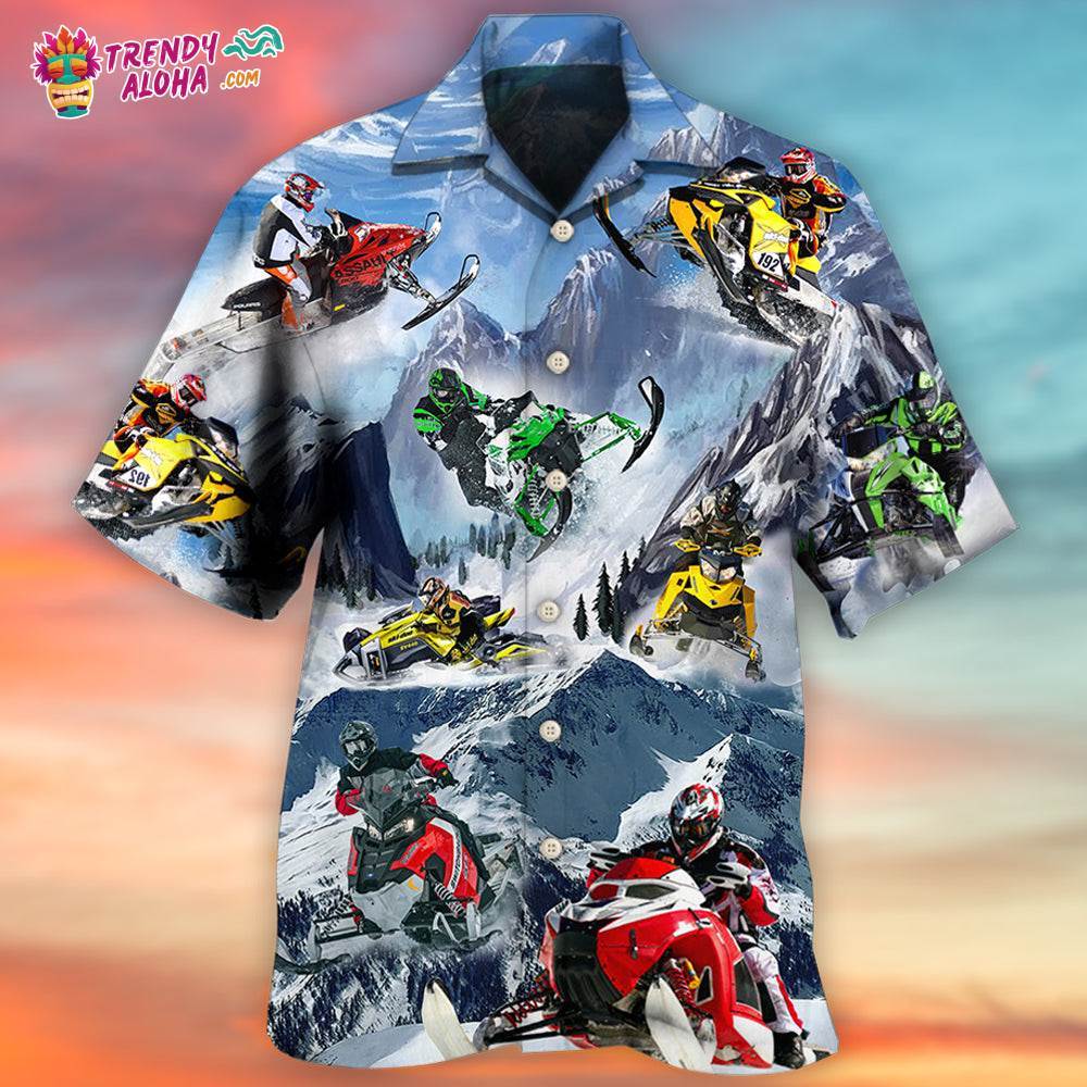 Snowmobile Life Style With Ice Mountain Hawaiian Shirt – Trendy Aloha