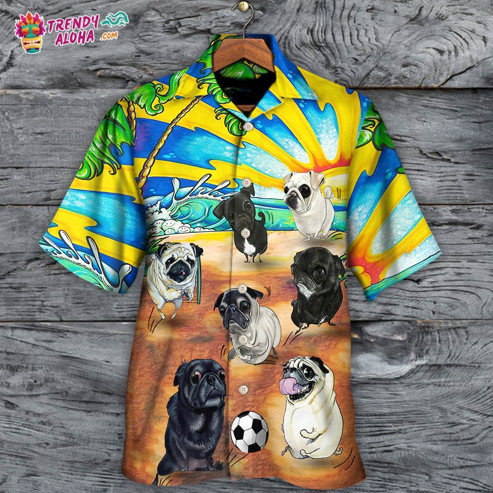 Soccer Beach Sports Pug Dog Beach Hawaiian Shirt – Trendy Aloha