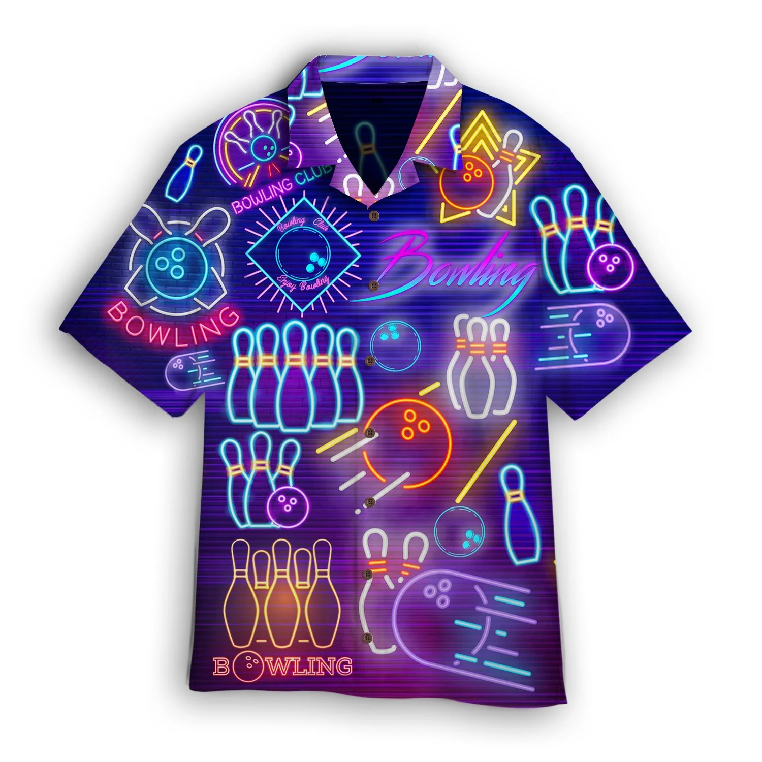Social Club Neon Bowling Event on Hawaiian Shirt