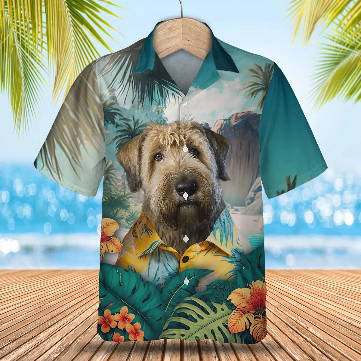 Soft-Coated Wheaten Terrier 3D Tropical Trendy Hawaiian Shirt, Dog Lover Trendy Hawaiian Shirt, Summer Trendy Hawaiian Shirt For Men And Women