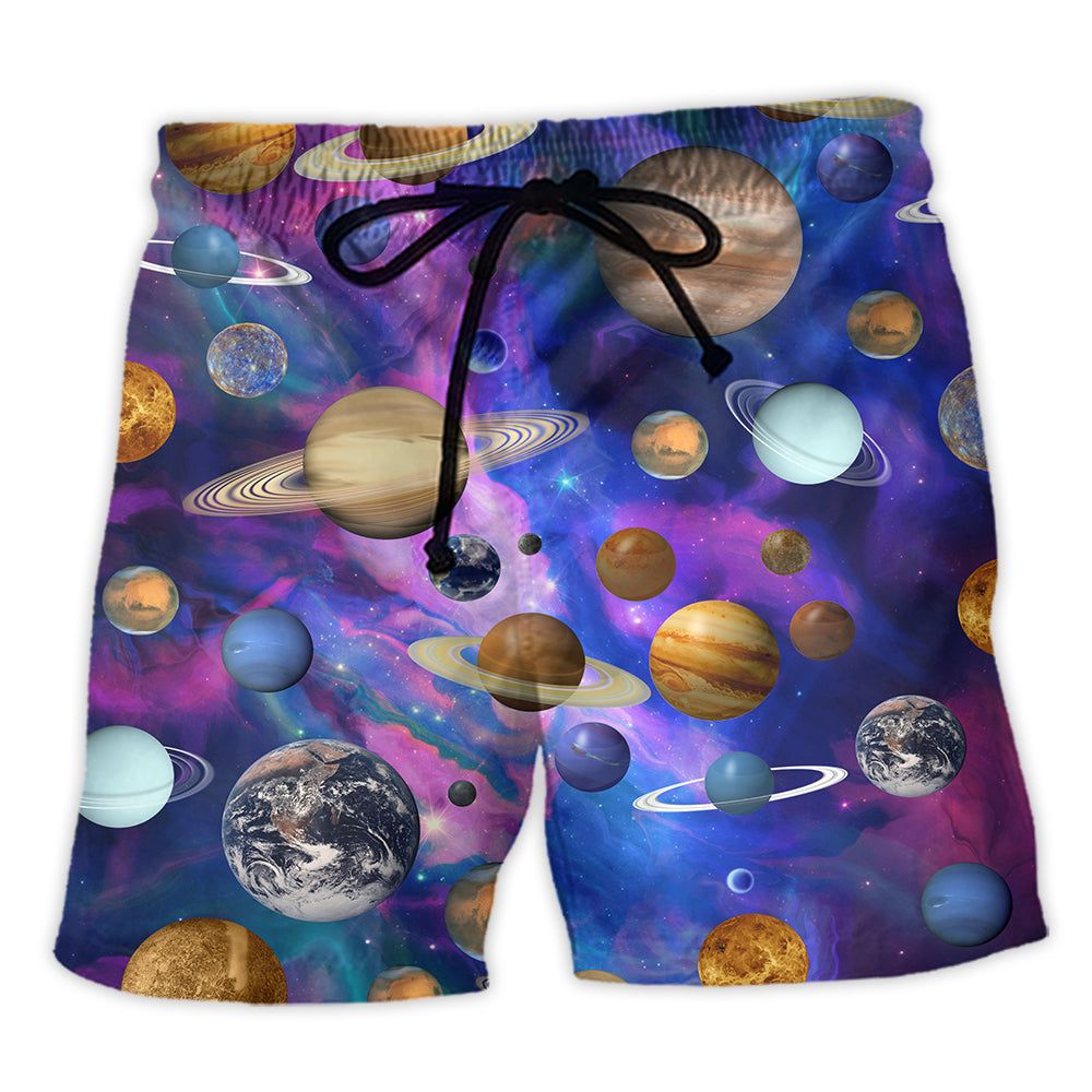 Solar System Galaxy Style Trendy Aloha Hawaiian Beach Shorts Solar System Galaxy Style Trendy Aloha Hawaiian Beach Shorts