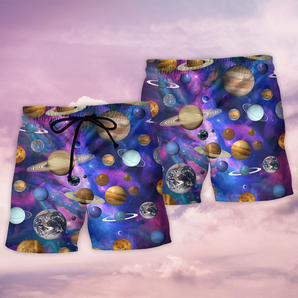Solar System Galaxy Style Trendy Aloha Hawaiian Beach Shorts