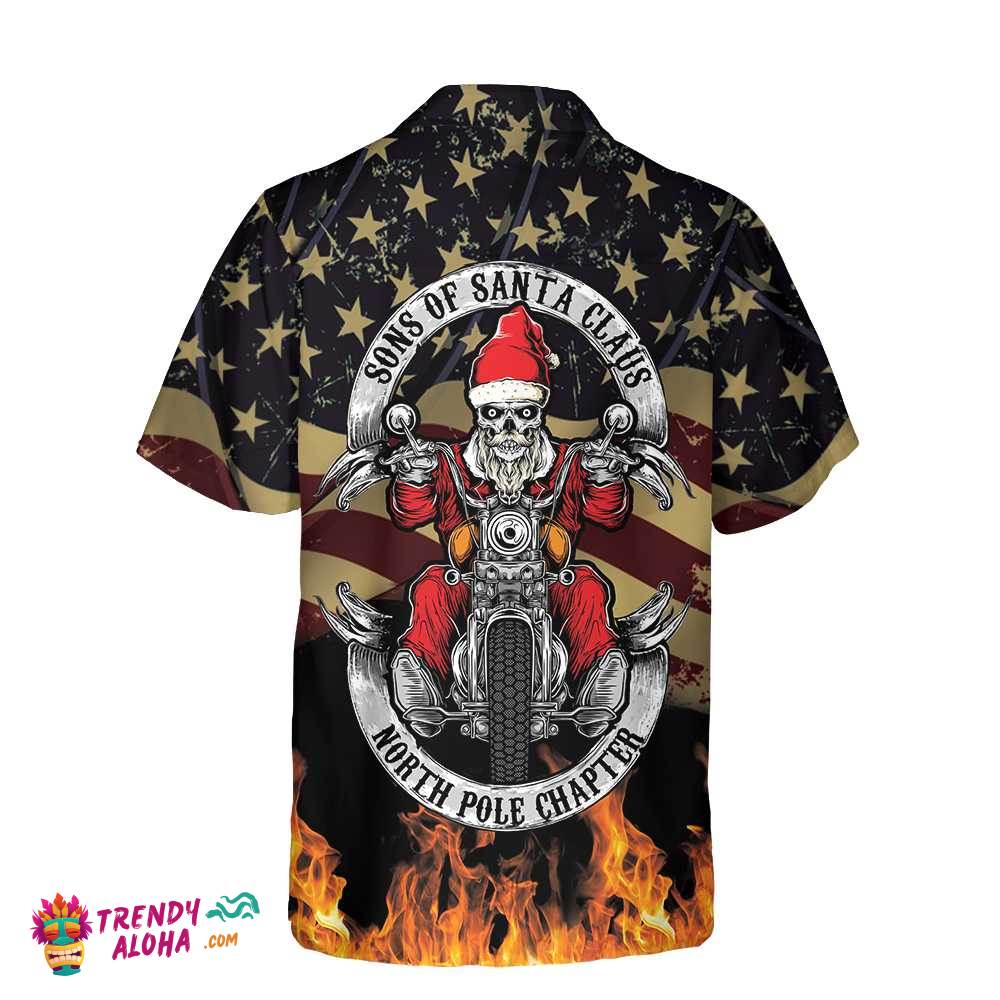 Sons Of Santa Claus North Pole Chapter Christmas Hawaiian Shirt, Motorcycle Lover Gift For Christmas