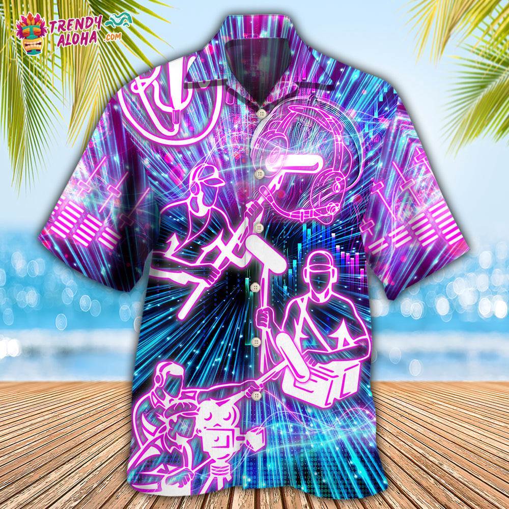 Sound Engineer Neon Style Hawaiian Shirt – Trendy Aloha