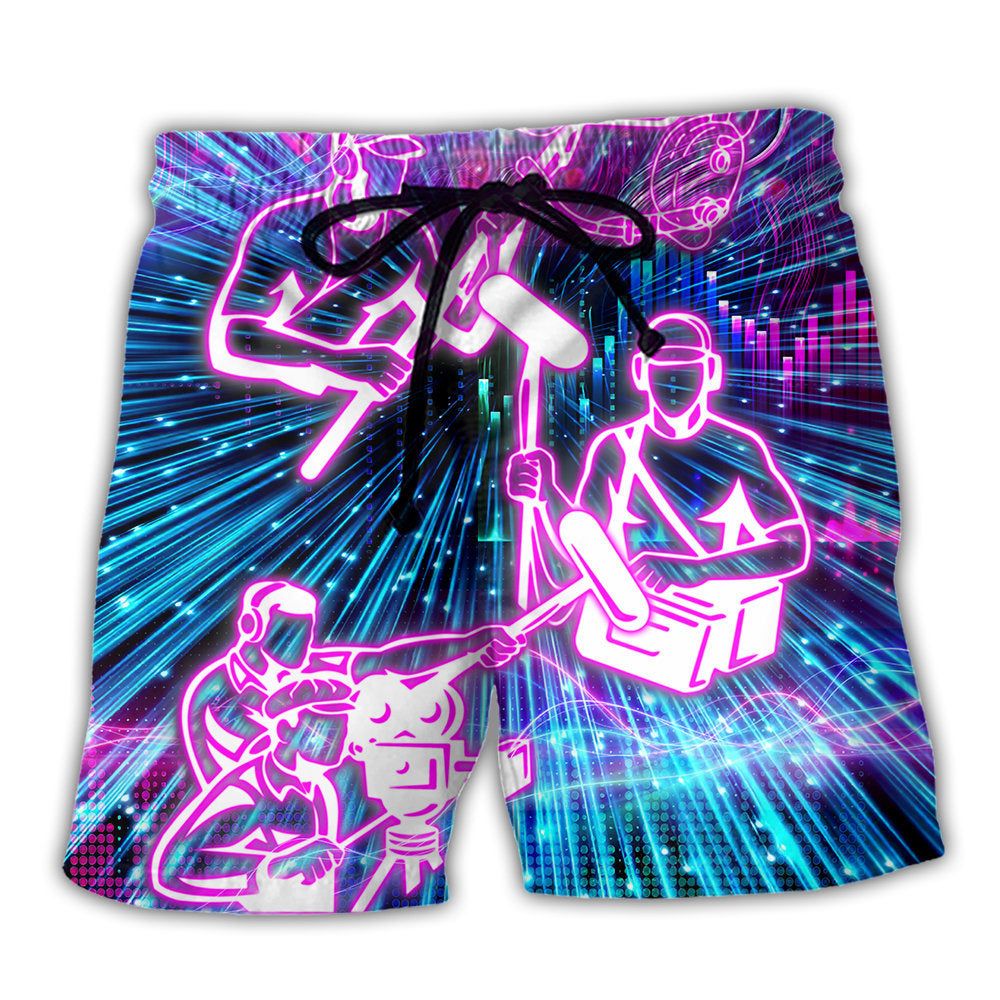 Sound Engineer Neon Style Trendy Aloha Hawaiian Beach Shorts Sound Engineer Neon Style Trendy Aloha Hawaiian Beach Shorts
