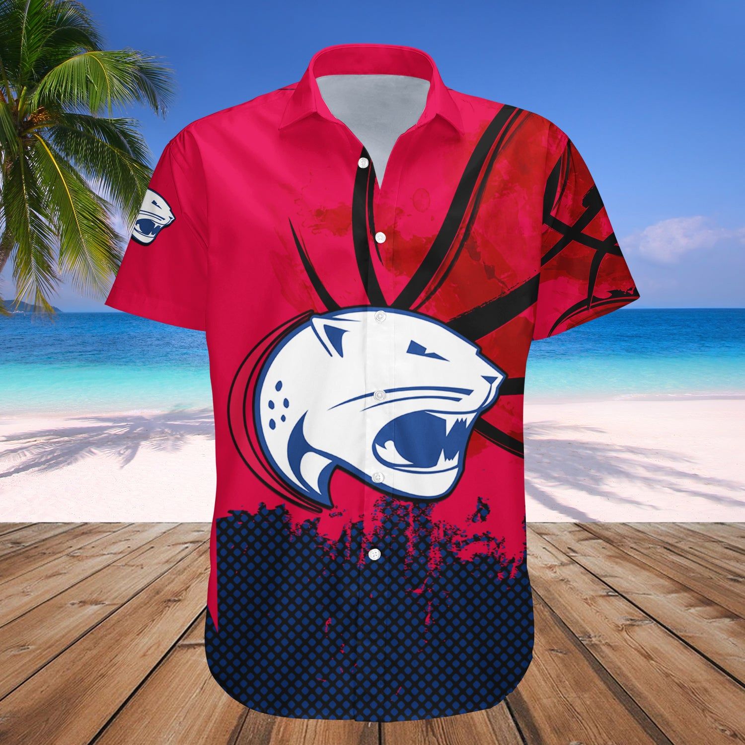 South Alabama Jaguars Hawaii Shirt Basketball Net Grunge Pattern – NCAA