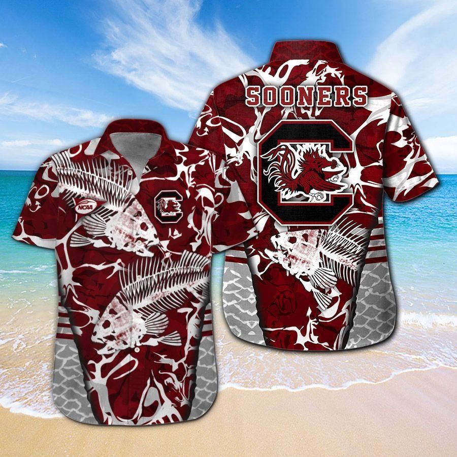 South Carolina Gamecocks Fishing Short Sleeve Button Up Tropical Hawaiian Shirt