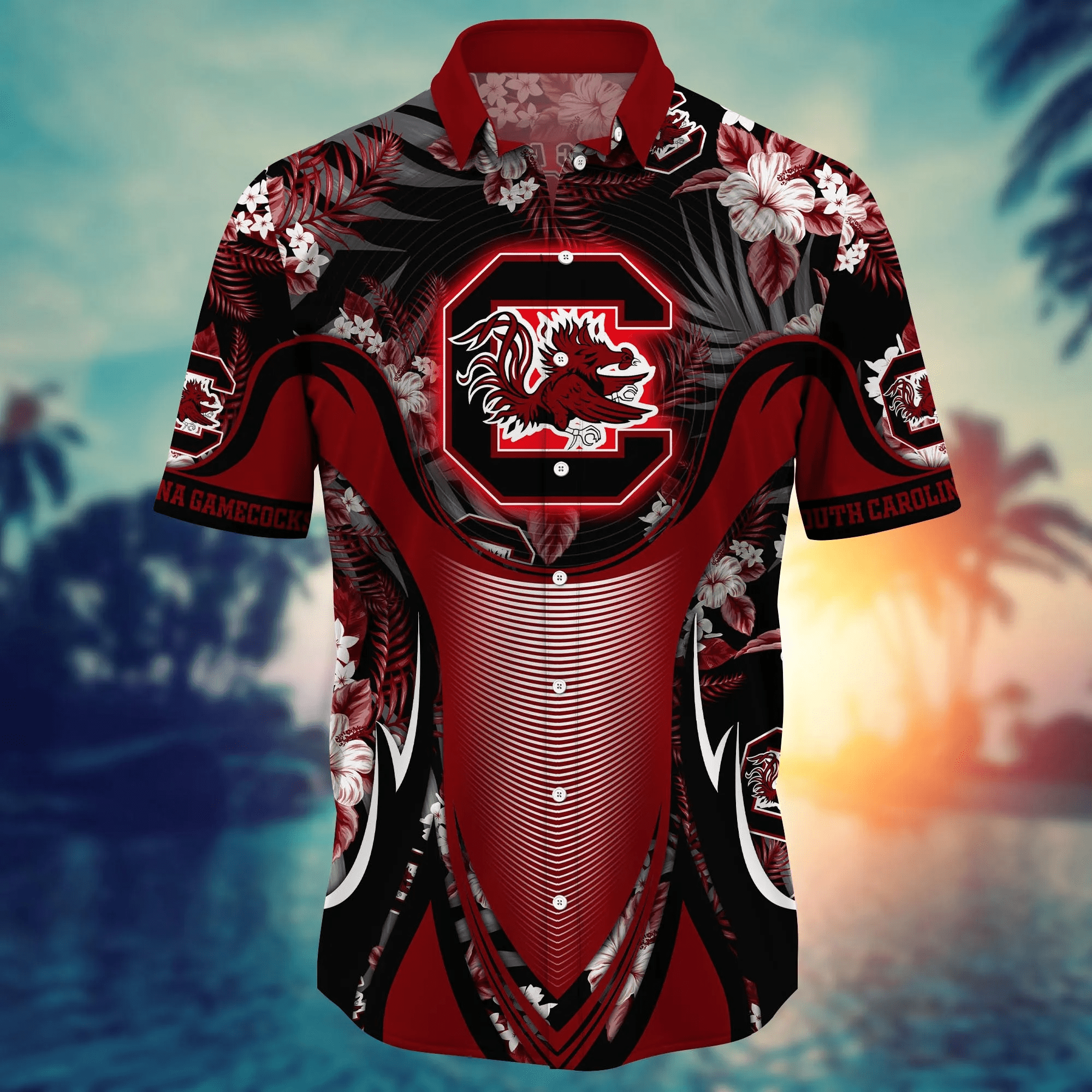 South Carolina Gamecocks Hawaiian Shirt Seaside Aloha Shirt