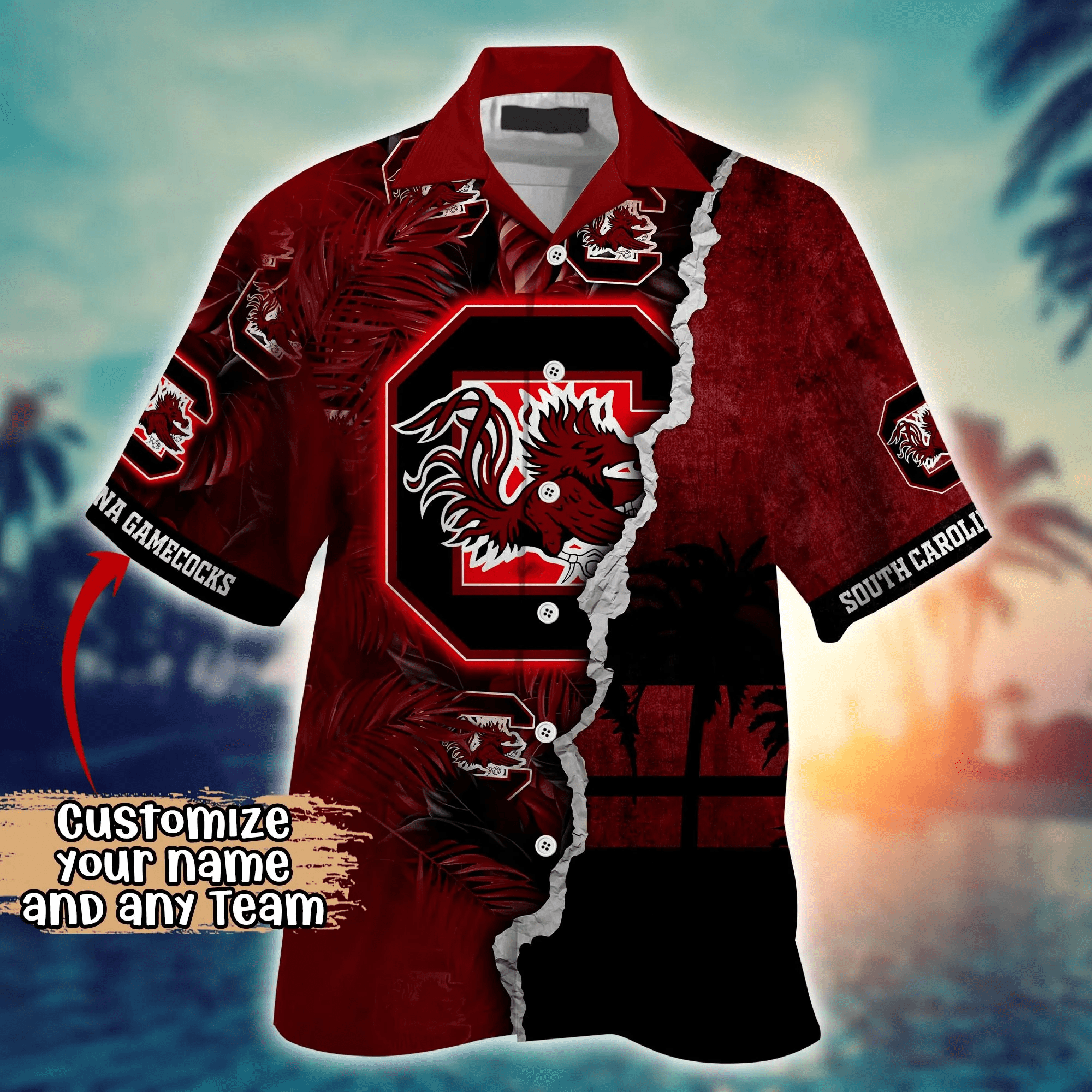 South Carolina Gamecocks NCAA Hawaiian Shirt Custom Tan Lines Aloha Shirt