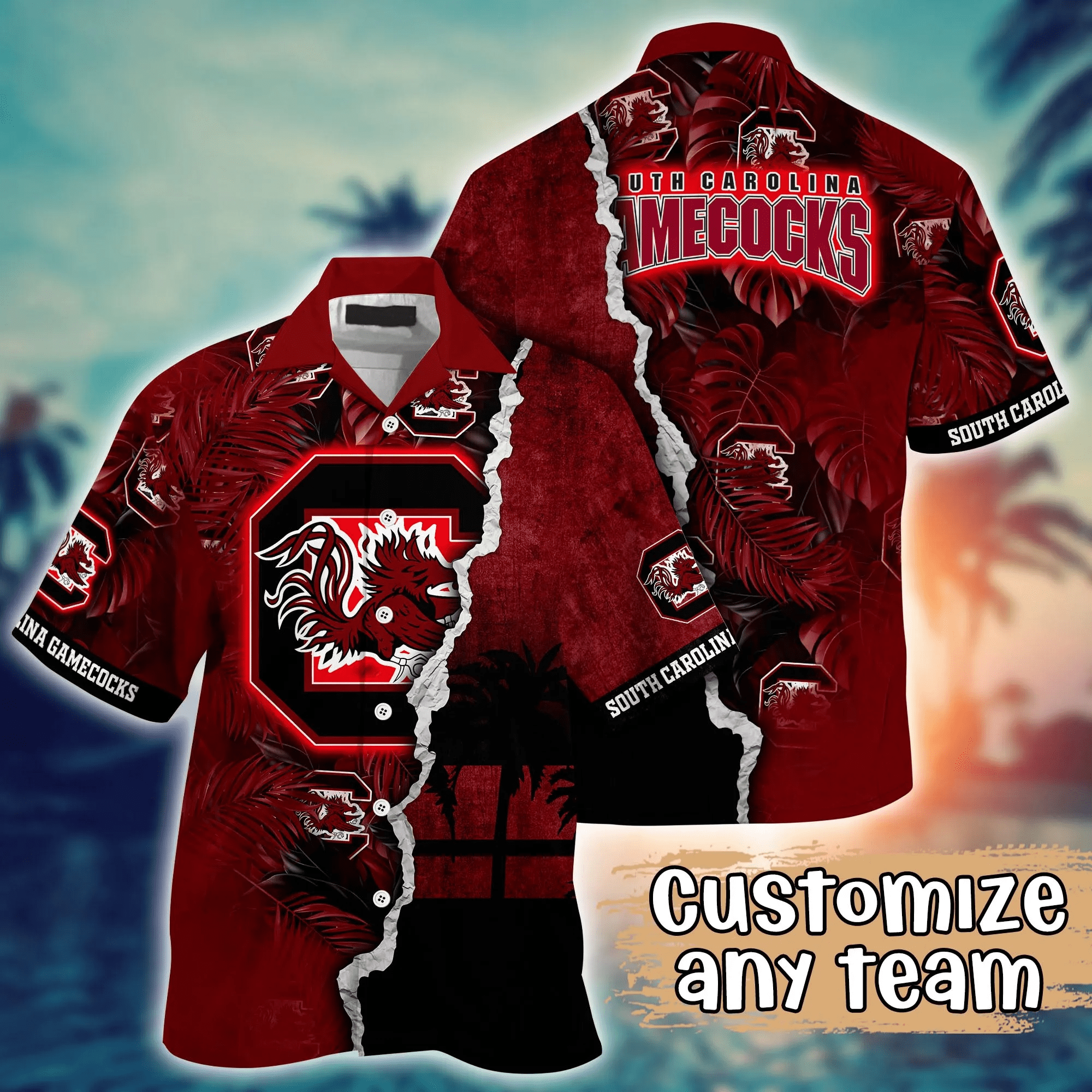 South Carolina Gamecocks NCAA Hawaiian Shirt Custom Tan Lines Aloha Shirt