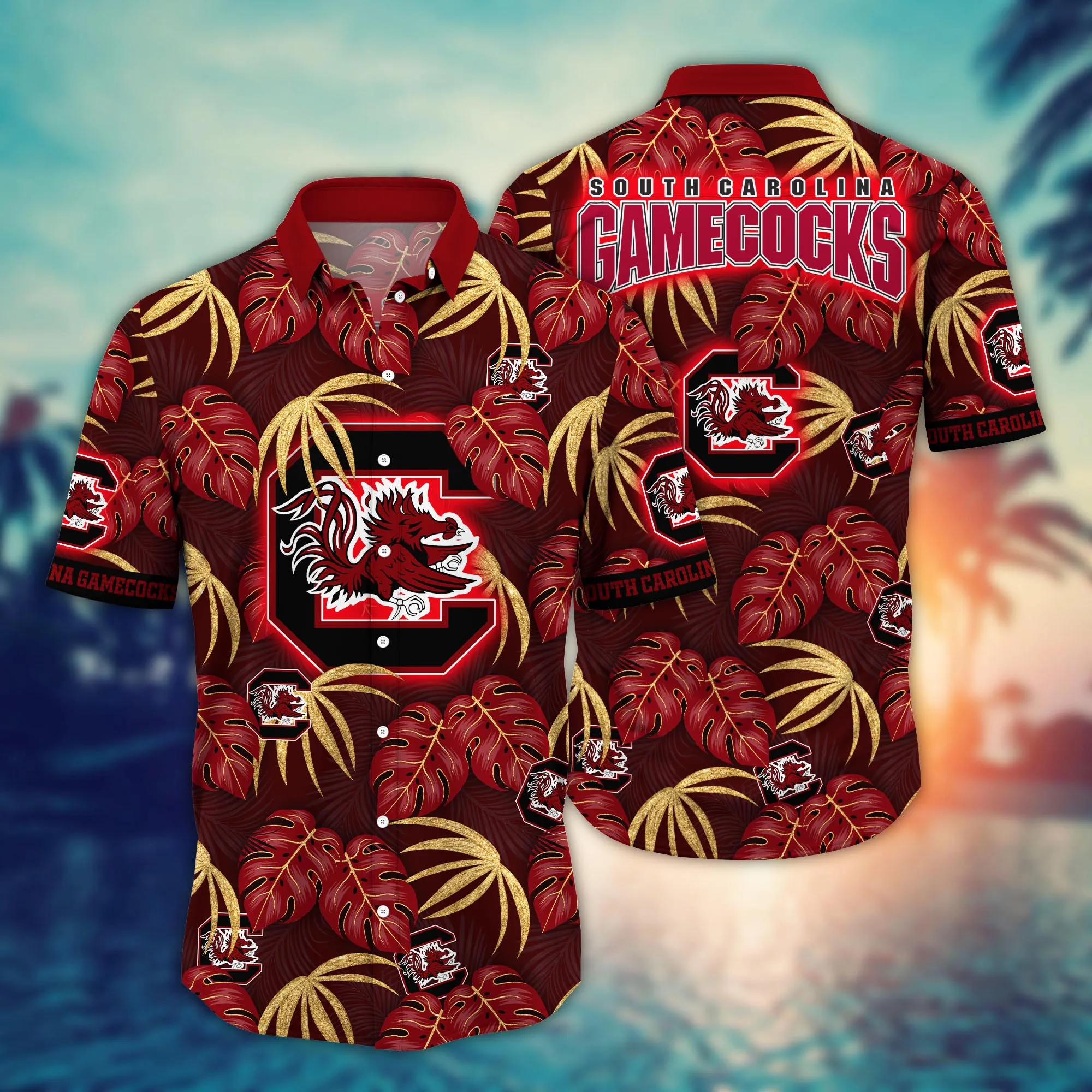 South Carolina Gamecocks NCAA Hawaiian Shirt Travel Club Aloha Shirt South Carolina Gamecocks NCAA Hawaiian Shirt Travel Club Aloha Shirt