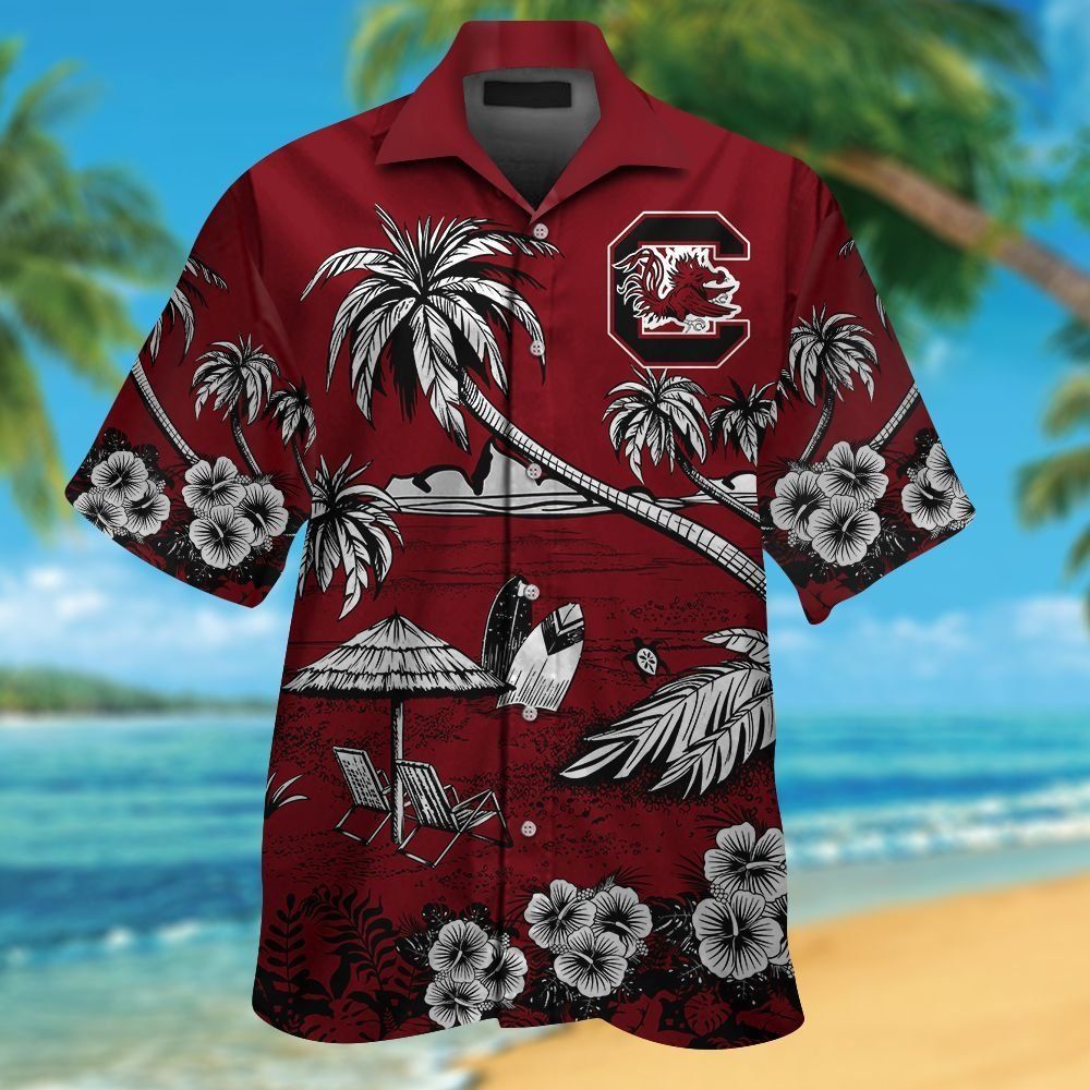 South Carolina Gamecocks Short Sleeve Button Up Tropical Hawaiian Shirt VER011