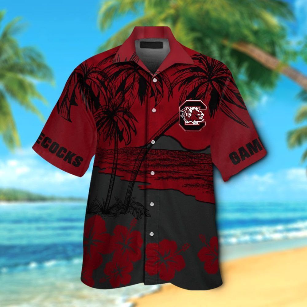 South Carolina Gamecocks Short Sleeve Button Up Tropical Hawaiian Shirt VER02
