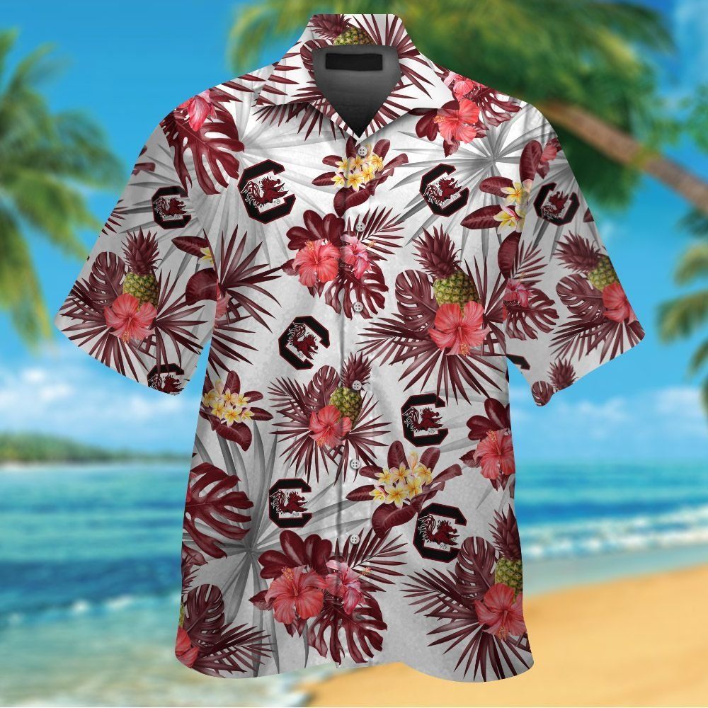 South Carolina Gamecocks Short Sleeve Button Up Tropical Hawaiian Shirt VER022