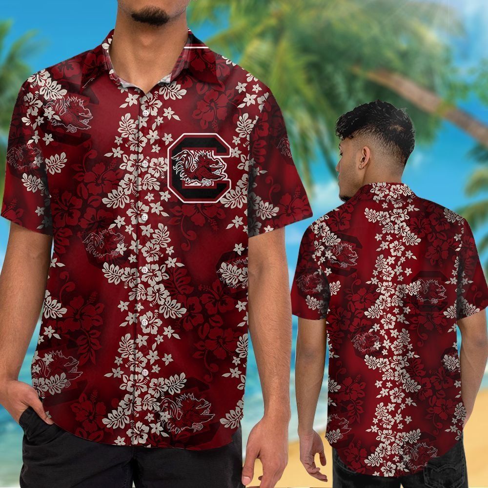 South Carolina Gamecocks Short Sleeve Button Up Tropical Hawaiian Shirt VER024
