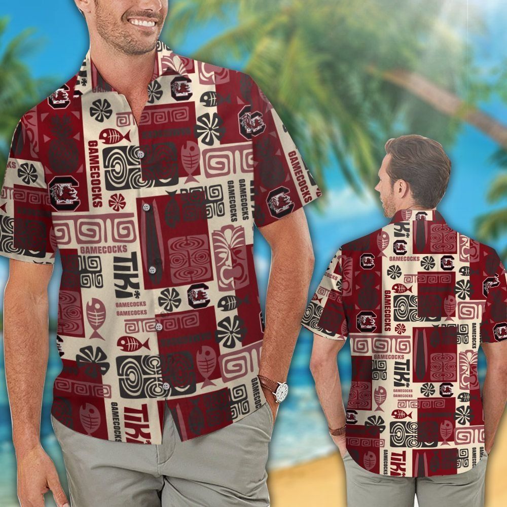 South Carolina Gamecocks Short Sleeve Button Up Tropical Hawaiian Shirt VER030