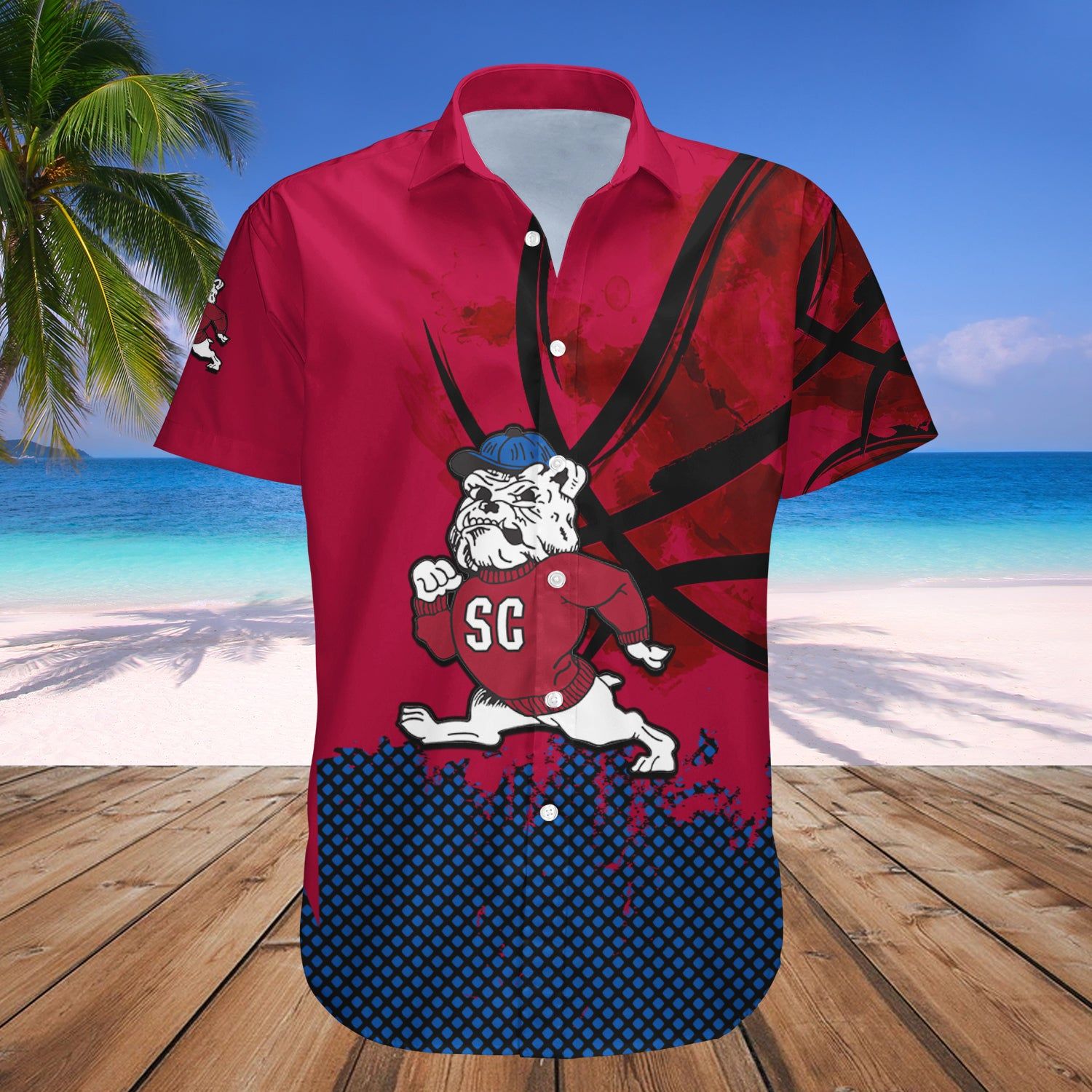 South Carolina State Bulldogs Hawaii Shirt Basketball Net Grunge Pattern – NCAA