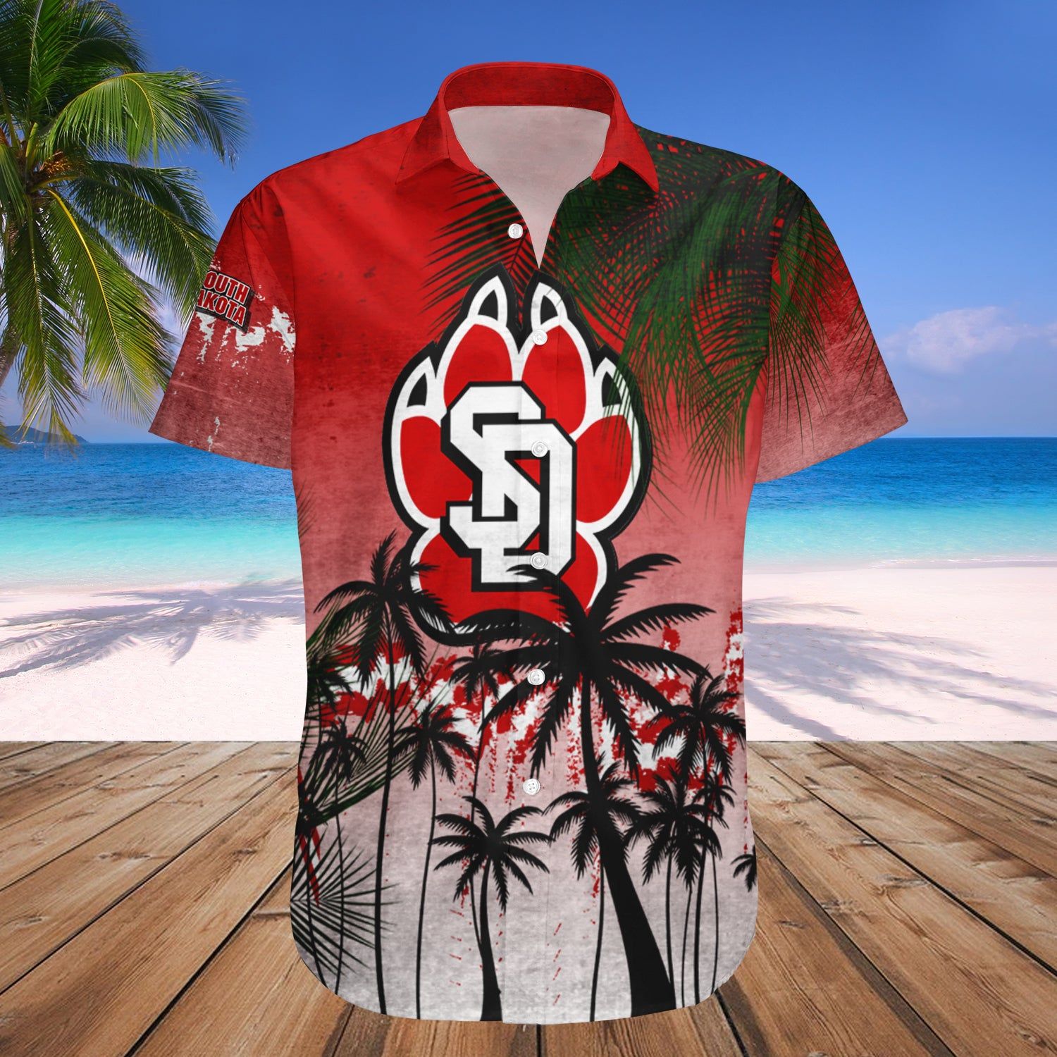 South Dakota Coyotes Hawaii Shirt Coconut Tree Tropical Grunge – NCAA
