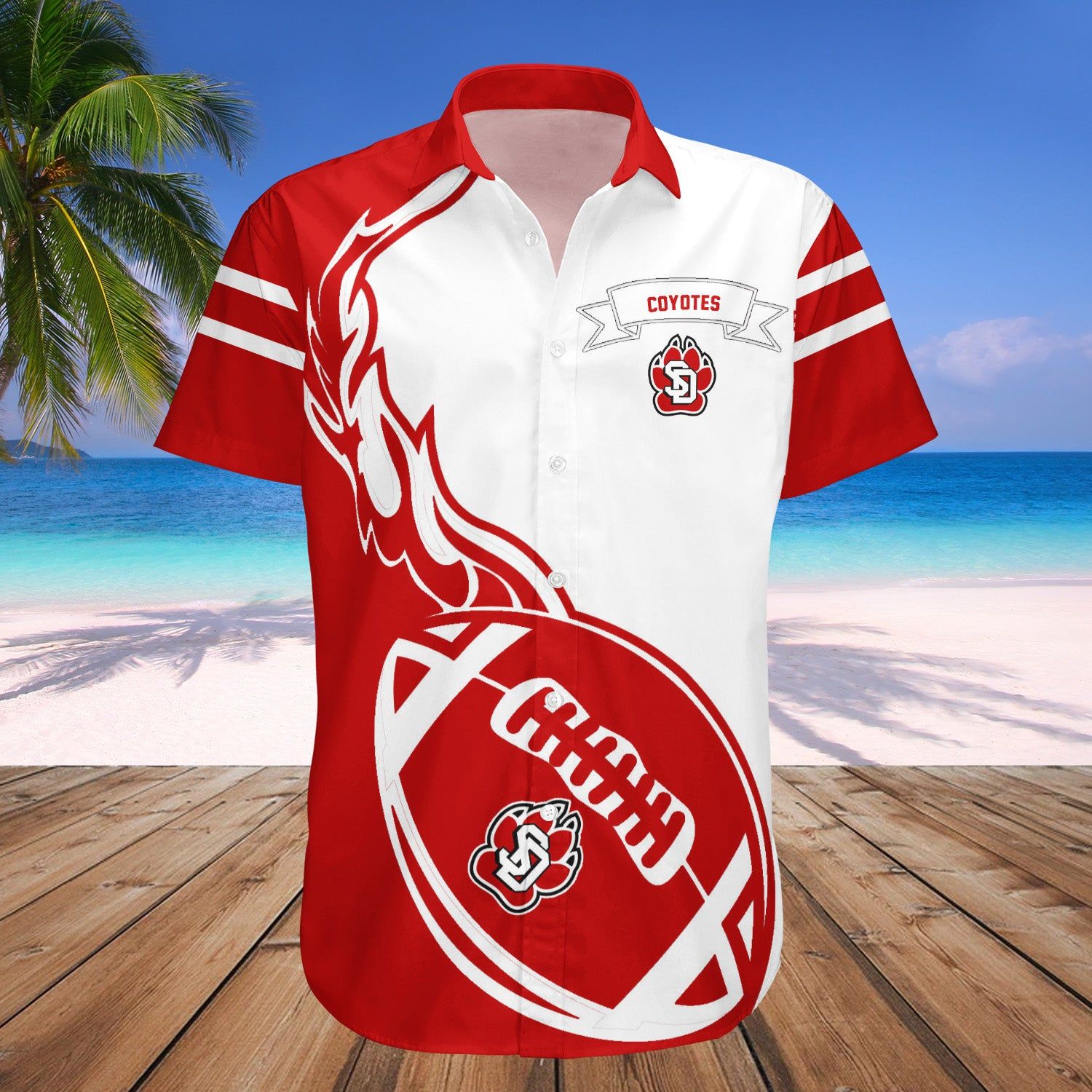 South Dakota Coyotes Hawaii Shirt Flame Ball – NCAA