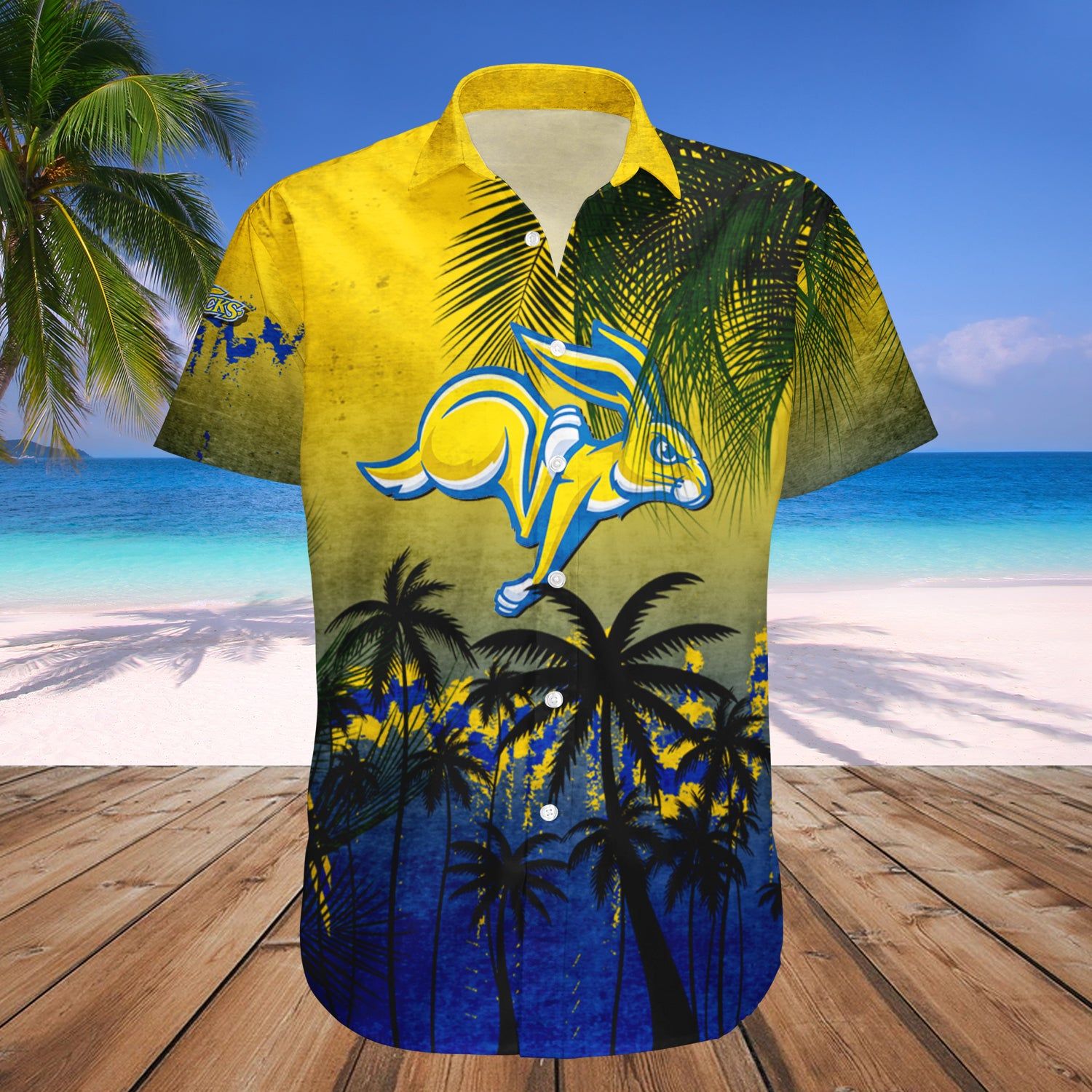 South Dakota State Jackrabbits Hawaii Shirt Coconut Tree Tropical Grunge – NCAA