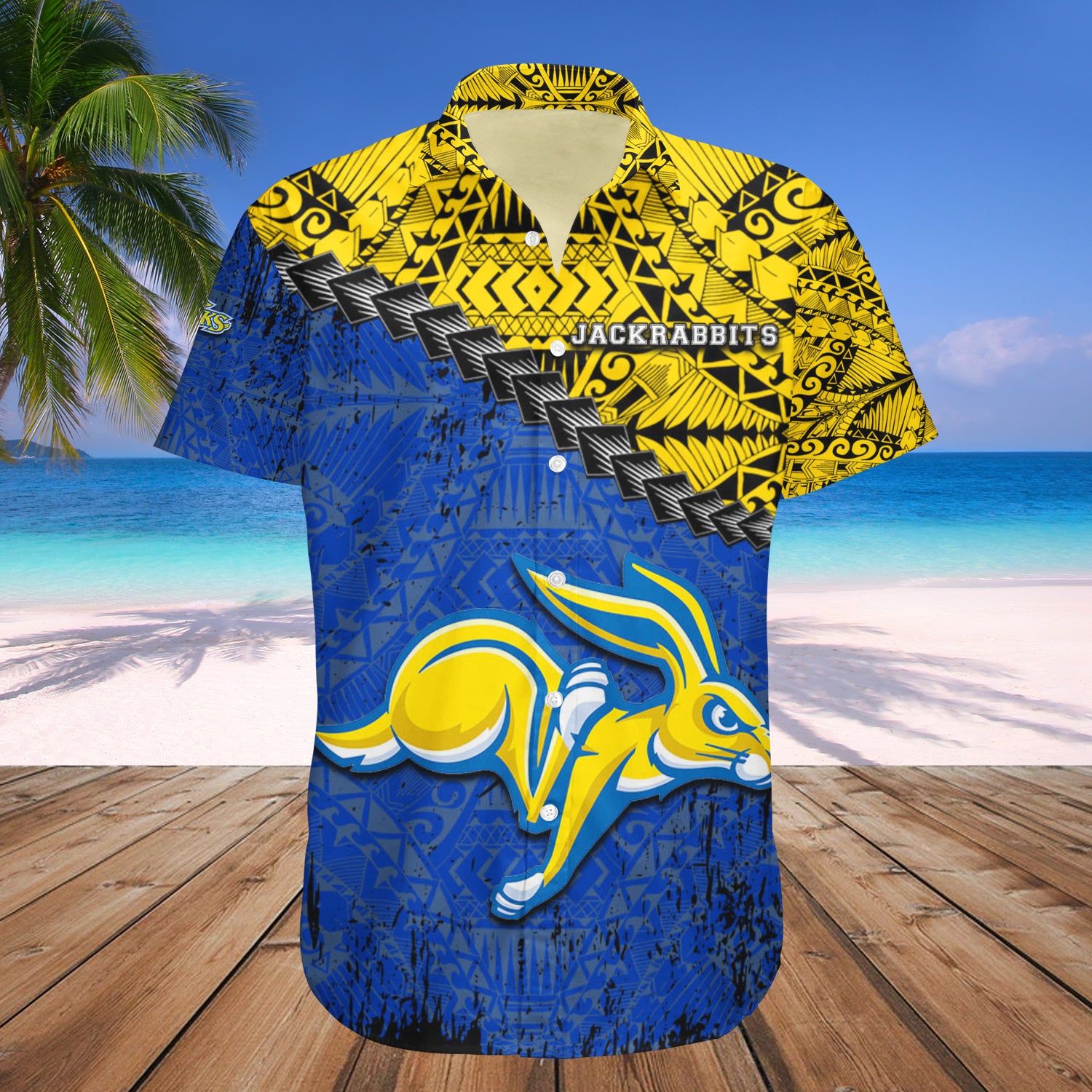 South Dakota State Jackrabbits Hawaii Shirt Grunge Polynesian Tattoo – NCAA