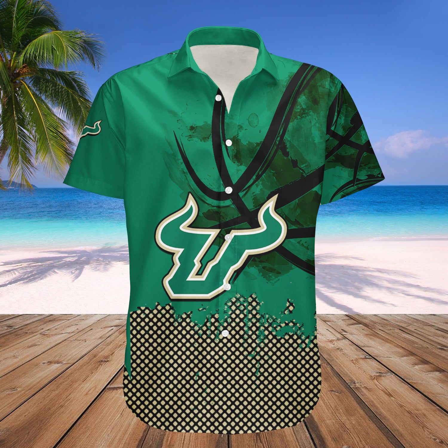 South Florida Bulls Hawaii Shirt Basketball Net Grunge Pattern – NCAA