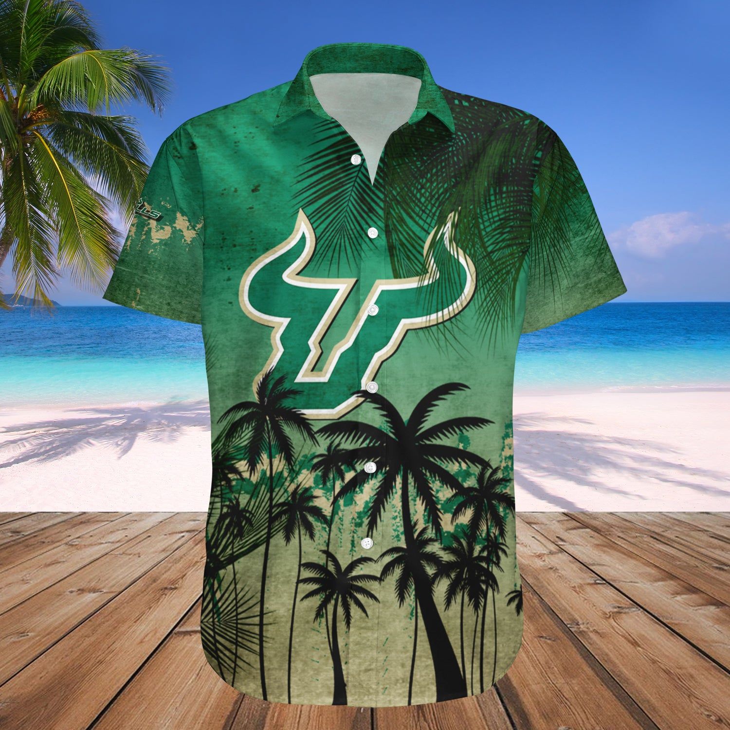 South Florida Bulls Hawaii Shirt Coconut Tree Tropical Grunge – NCAA