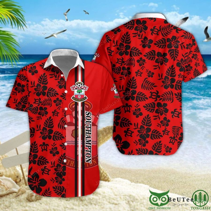 Southampton Fc Black Red Hawaiian Shirt
