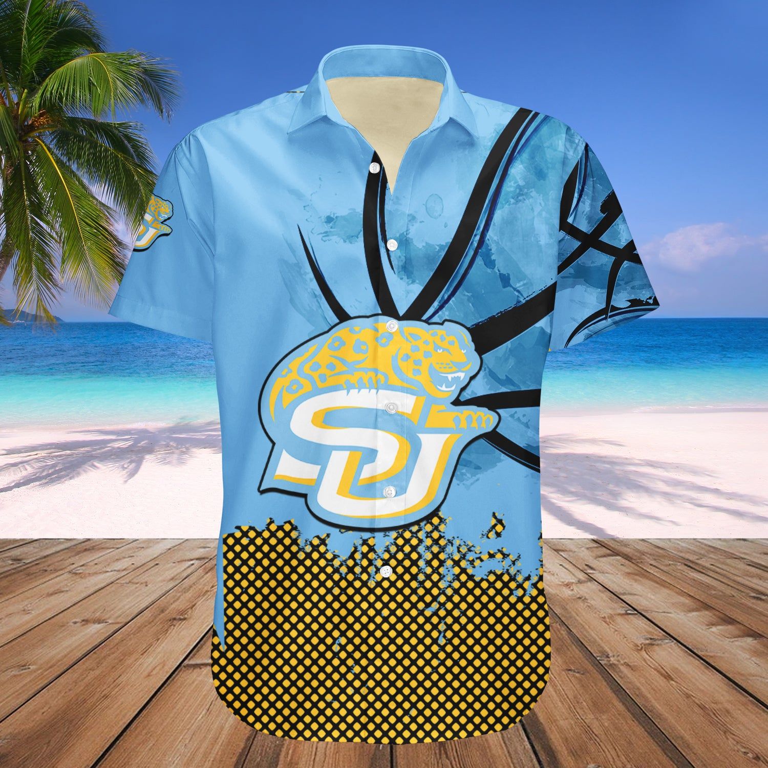 Southern Jaguars Hawaii Shirt Basketball Net Grunge Pattern – NCAA