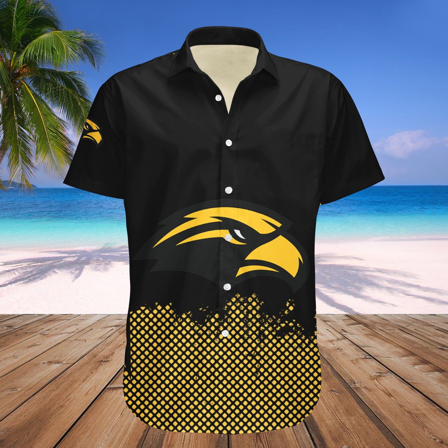 Southern Miss Golden Eagles Hawaii Shirt Basketball Net Grunge Pattern – NCAA