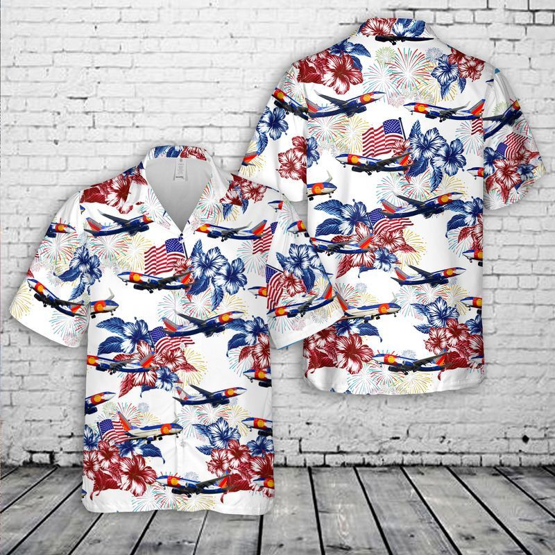 Southwest Airlines Colorado One Boeing 737 4Th Of July Trendy Hawaiian Shirt, Patriotic Trendy Hawaiian Shirt For Men