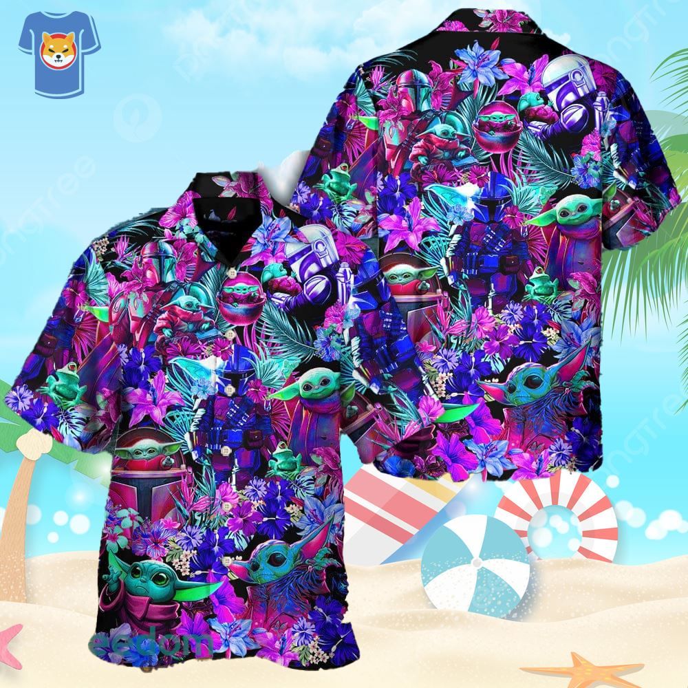 Special Starwars Baby Yoda Synthwave Hawaiian Shirt For Men And Women
