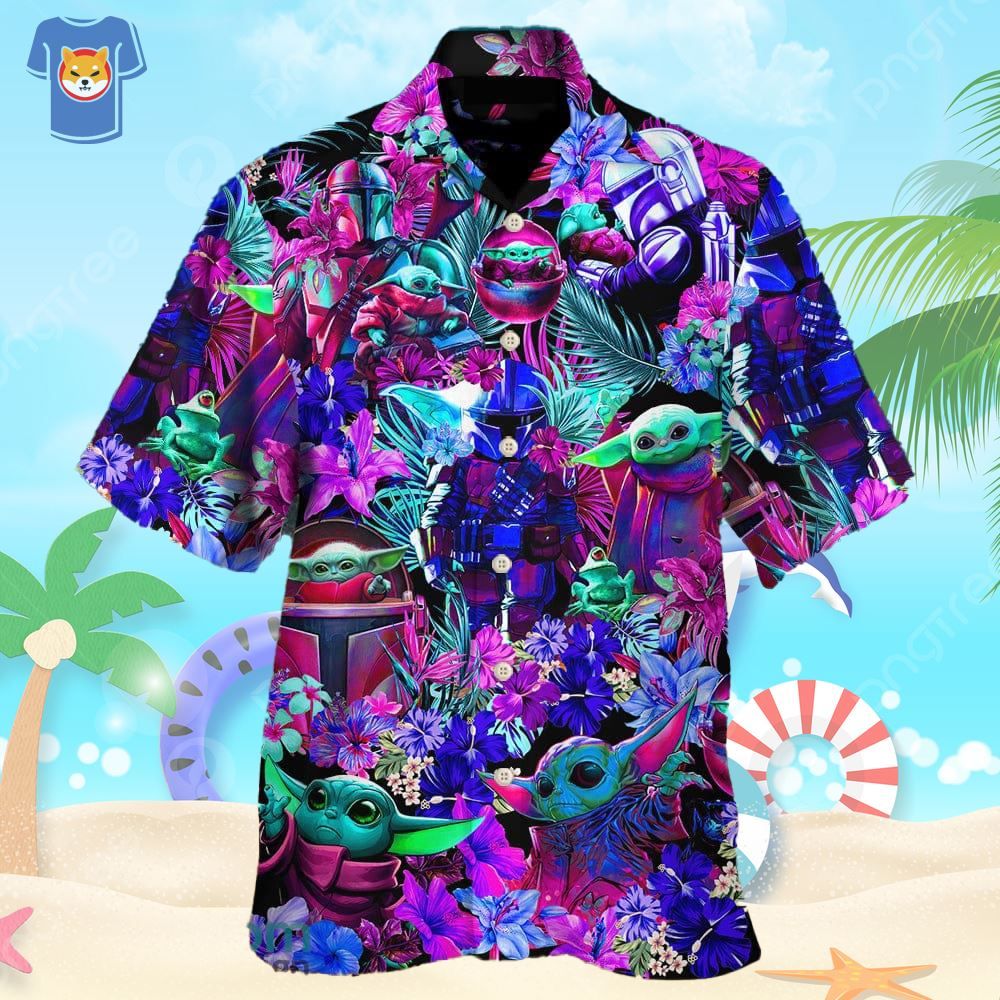 Special Starwars Baby Yoda Synthwave Hawaiian Shirt For Men And Women Special Starwars Baby Yoda Synthwave Hawaiian Shirt For Men And Women