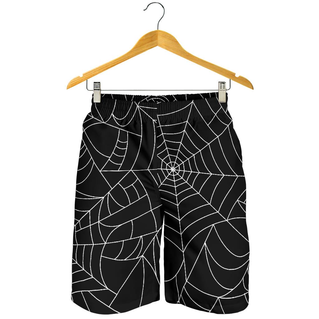Spider Web Pattern Black Background White Cobweb For Men Women Kid Shorts