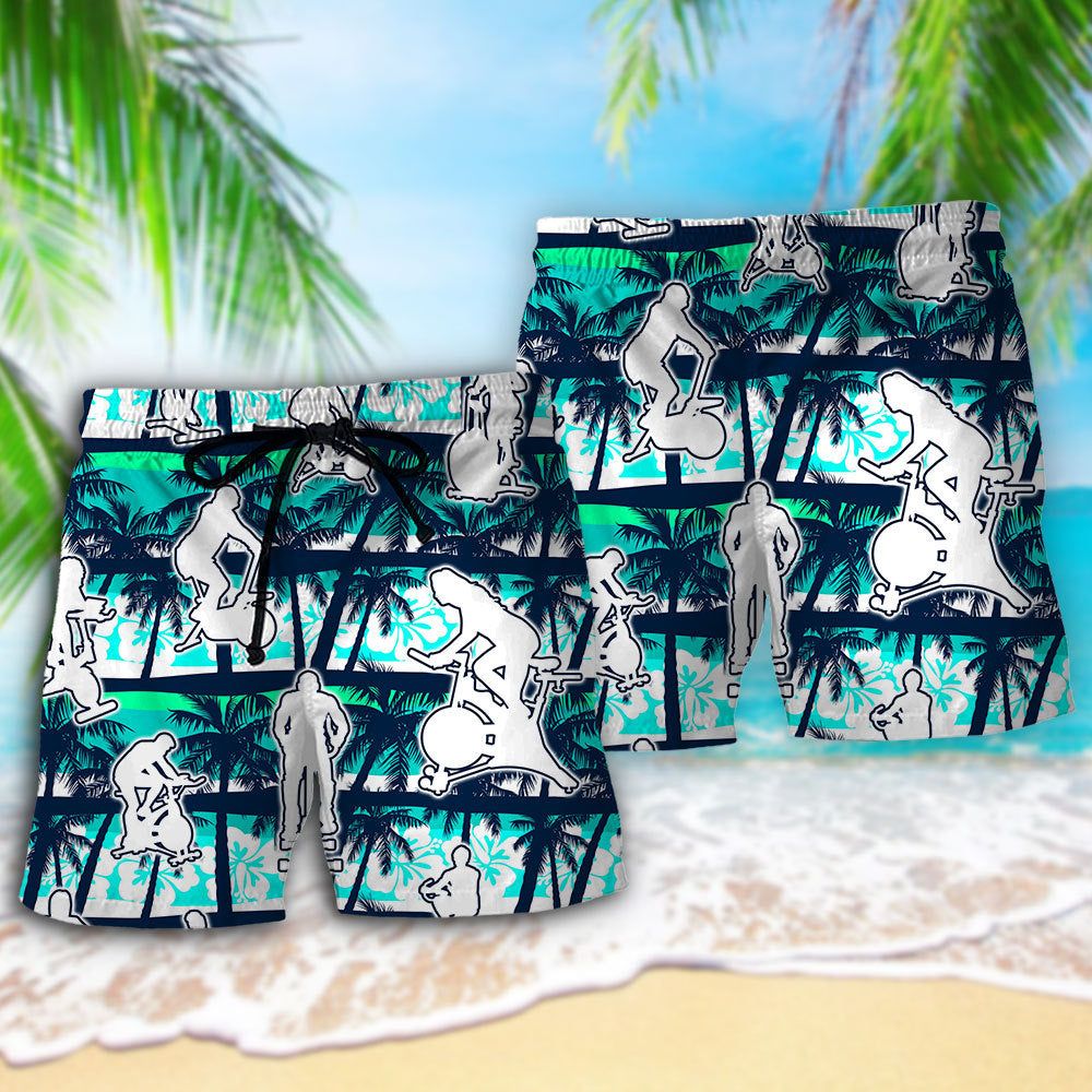 Spin Class Play Lover Tropical Trendy Aloha Hawaiian Beach Shorts