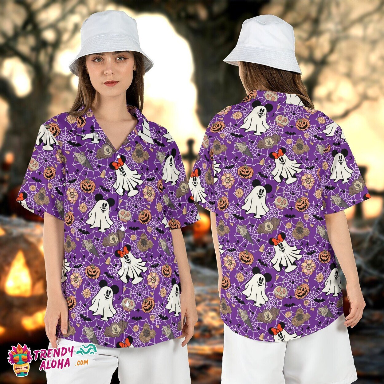 Spooky Disneyland Halloween Mickey Minnie Ghost Party Shirt