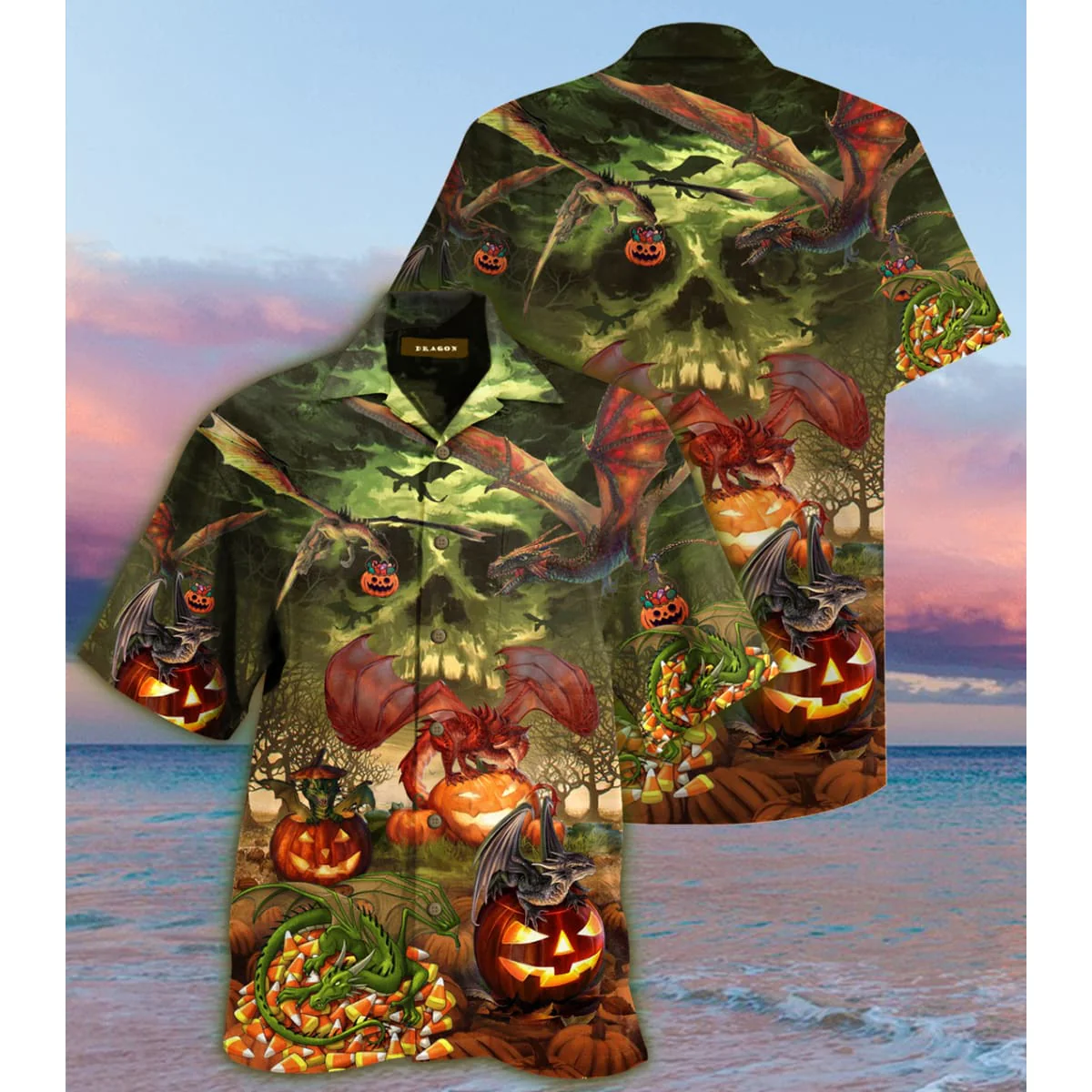 Spooky Dragon Halloween Trendy Hawaiian Shirt, Dragon Lover Trendy Hawaiian Shirt For