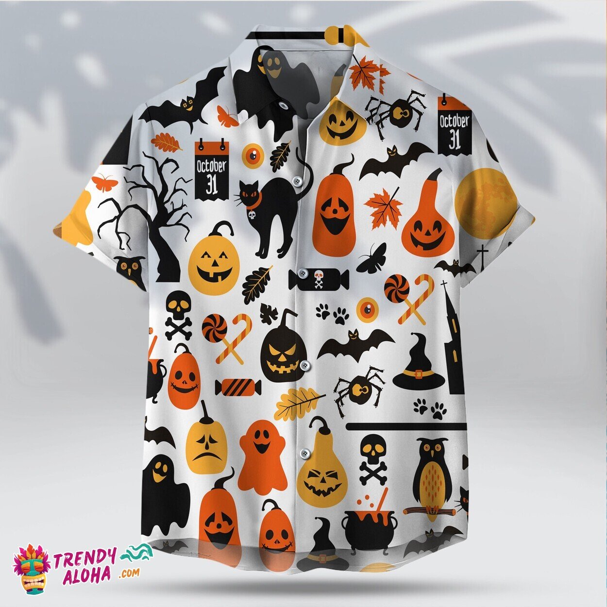 Spooky Pumpkin Jack-o’-lantern Unisex Hawaiian Halloween Shirt