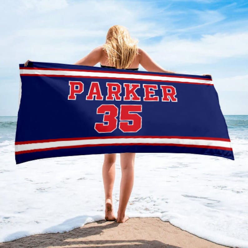 Sports Design Personalized Name Beach Towels Pool Vacation Birthday