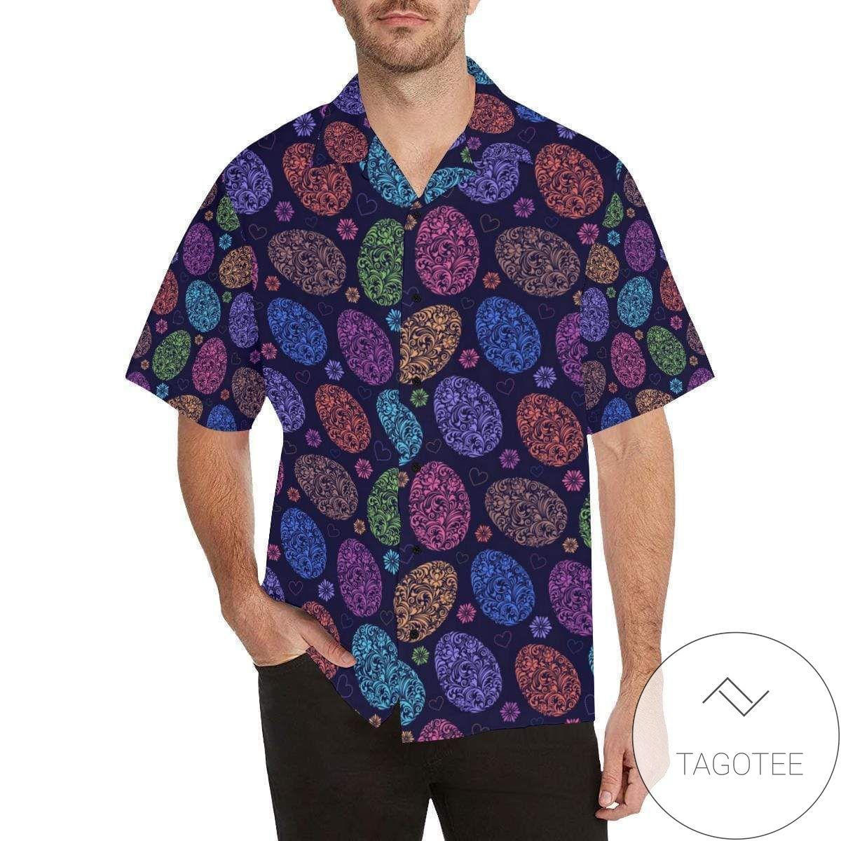 Spring’s Purple Patterns Celebrate Easter on Hawaiian Shirt