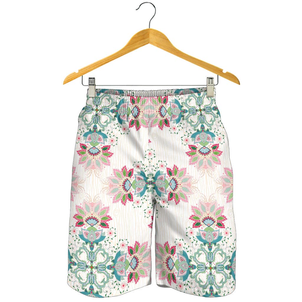 Square Floral Indian Flower Pattern For Men Women Kid Shorts