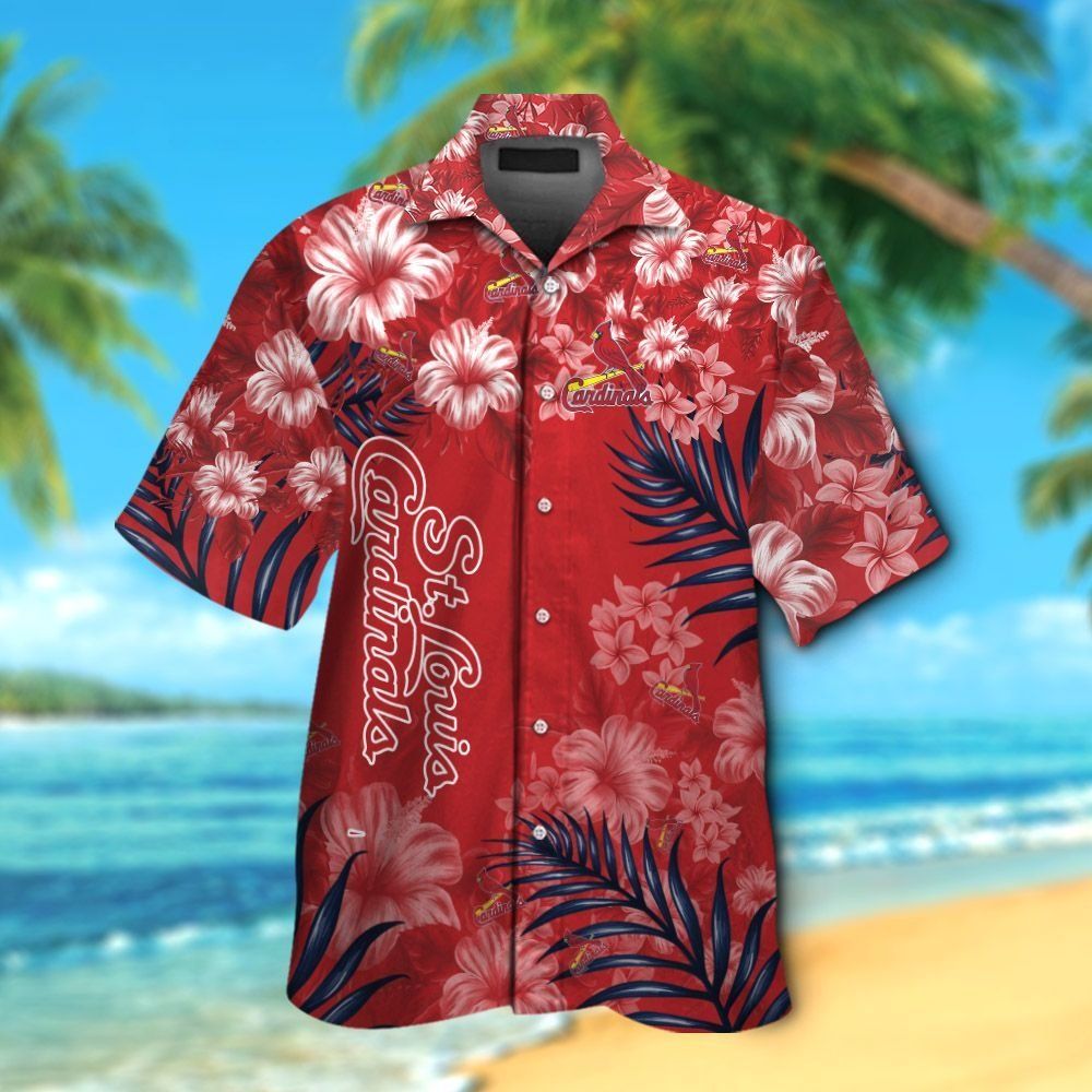 St Louis Cardinals Short Sleeve Button Up Tropical Hawaiian Shirt VER011