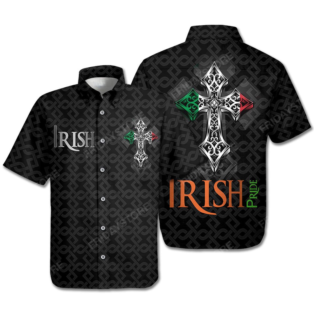 St Patrick Day Hawaiian Shirt St Patrick Day Irish Pride Cross Black Hawaii Aloha Shirt St Patrick Day Hawaii Shirt