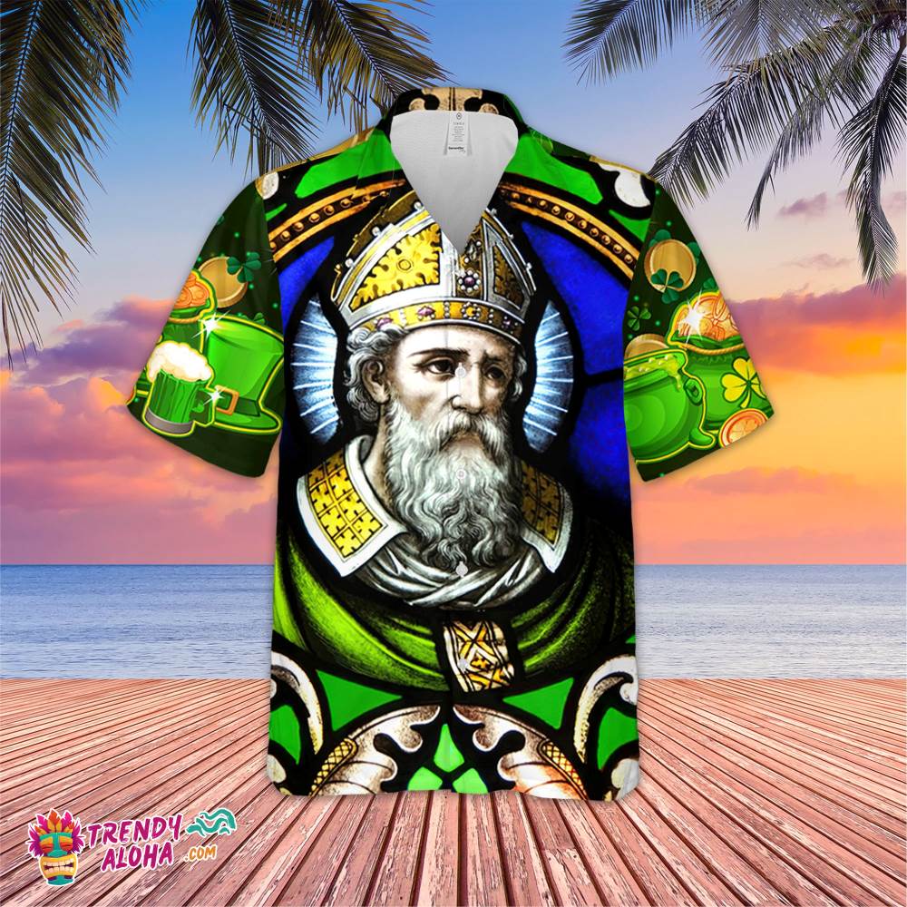 St Patricks Cross Coin Hawaiian Shirt St. Paddy’s Holiday, Aloha Beach Shirt Hawaii Shirt, Irish Shamrock Hawaiian Shirt