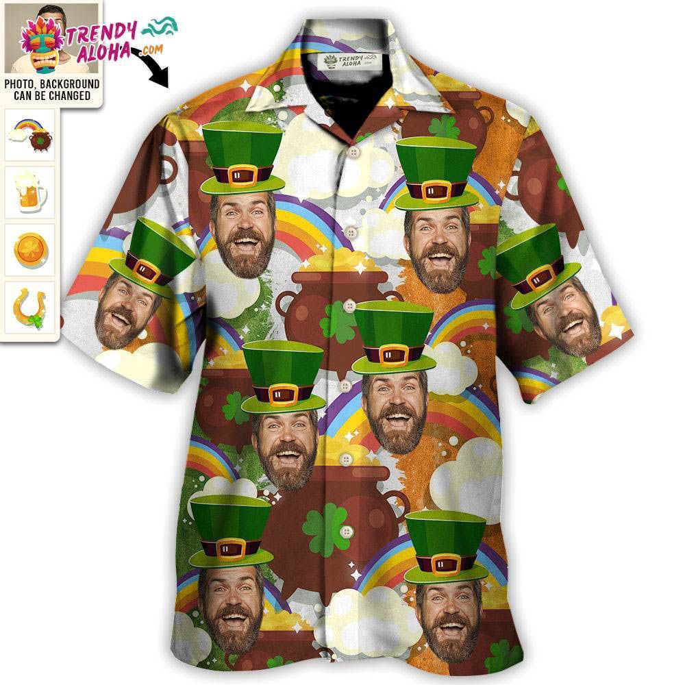 St Patrick’S Day For You Funny Face Custom Photo – Hawaiian Shirt – Personalized Photo Gifts Hawaiian Shirt – Trendy Aloha