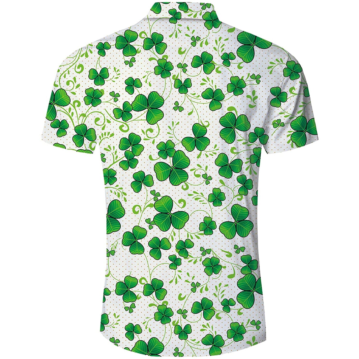 St Patrick’s Day Fun Green Shamrock Printed Hawaiian Shirt Holiday and Party Wear