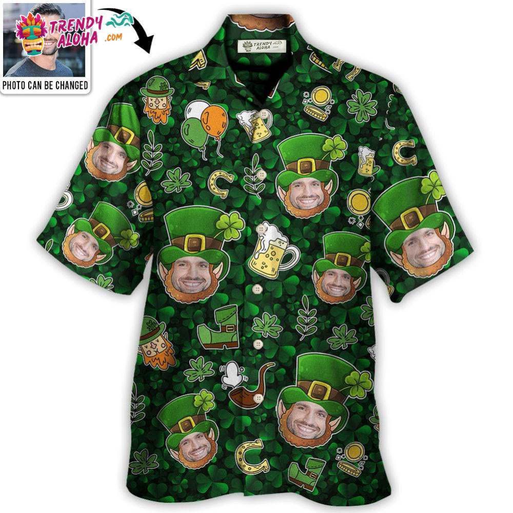 St Patricks Day Happy Coin Shamrock Lucky Custom Photo – Hawaiian Shirt – Personalized Photo Gifts Hawaiian Shirt – Trendy Aloha