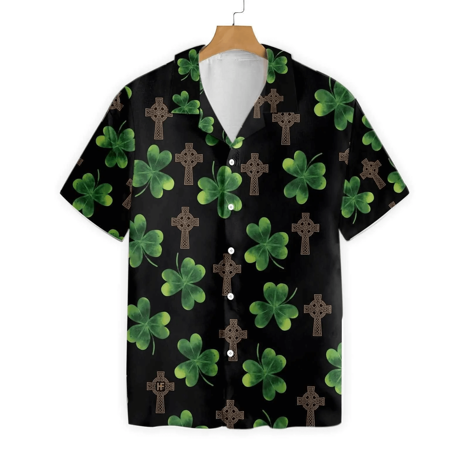 St Patrick’s Day Hawaii Shirt Celtic Cross Clover Black Aloha Shirt St Patrick’s Day Trendy Hawaiian Shirt