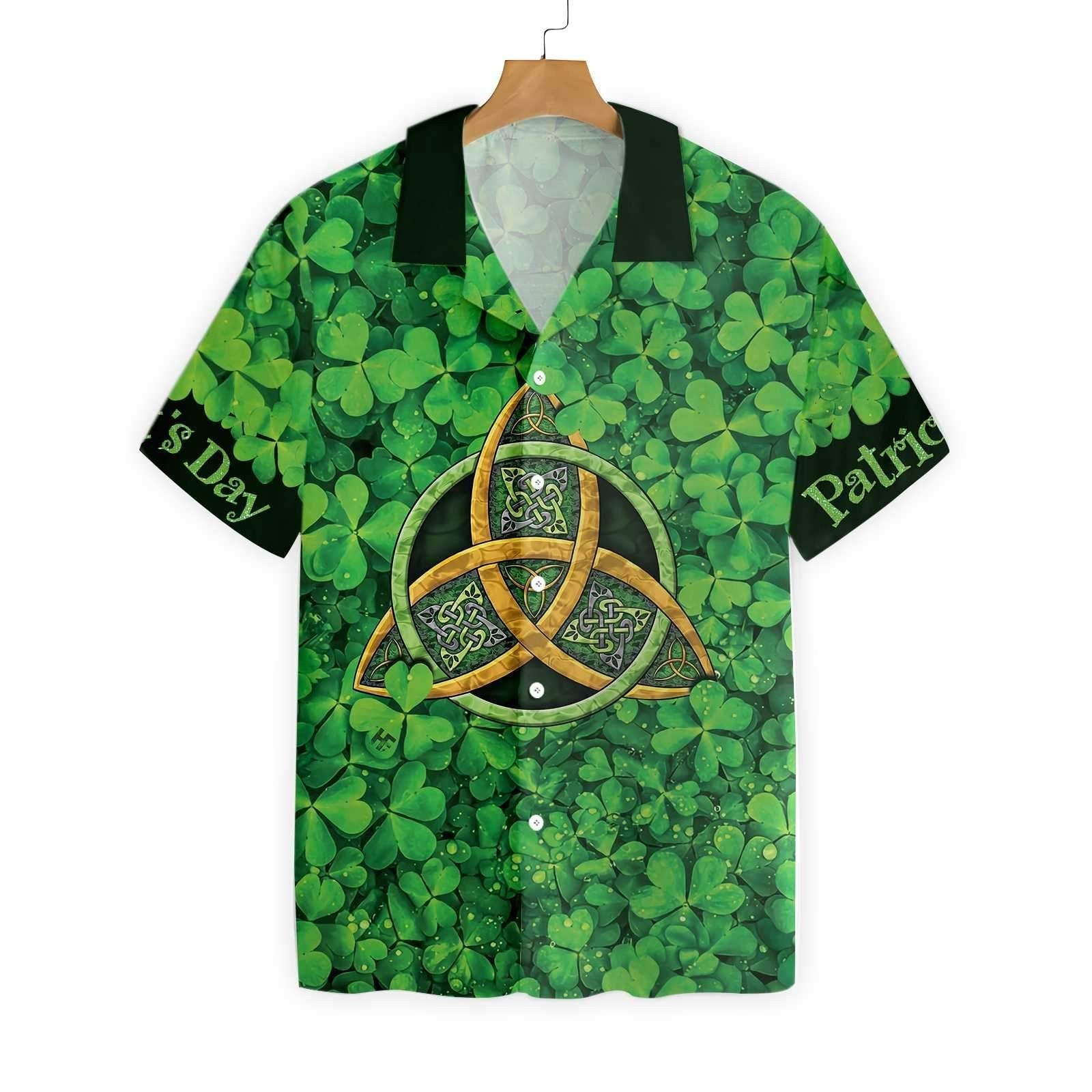 St Patrick’s Day Hawaii Shirt Irish Celtic Knot Clover Green Aloha Shirt St Patrick’s Day Shirt