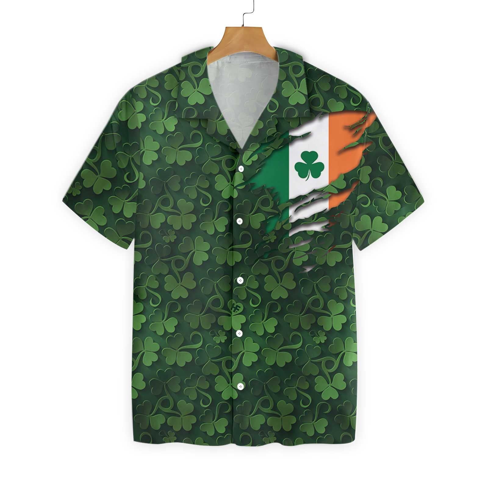 St Patrick’s Day Hawaii Shirt Irish Flag Under Clover Aloha Shirt St Patrick’s Day Shirt